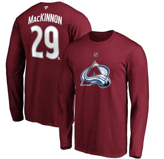 Men Colorado Avalanche 29 Nathan MacKinnon Stanley Cup Champions Long Sleeve T Shirt