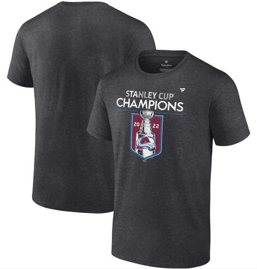 Men Colorado Avalanche Heathered Charcoal 2022 Stanley Cup Champions Jersey Roster T Shirt