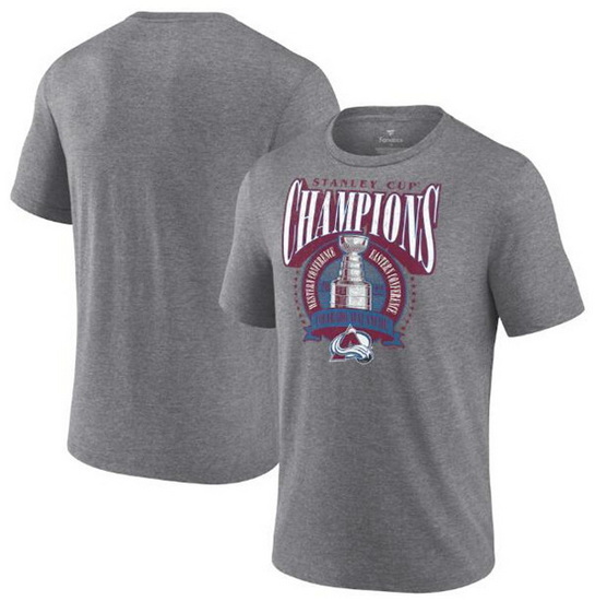 Men Colorado Avalanche Heathered Gray 2022 Stanley Cup Champions Banner Tri Blend T Shirt