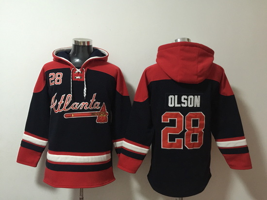 Men Atlanta Braves 28 Matt Olson Stitched Hoodie