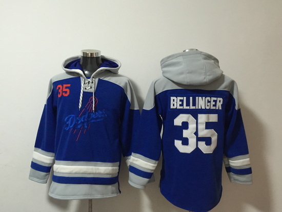 Men Los Angeles Dodgers 35 Cody Bellinger Navy Stitched Hoodie