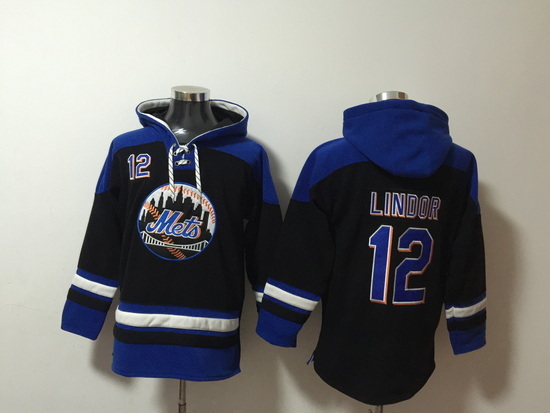 Men New York Mets 12 Francisco Lindor Stitched Hoodie