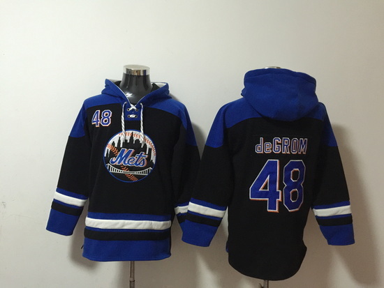 Men New York Mets 48 Jacob DeGrom Stitched Hoodie