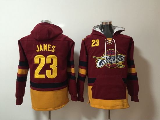 Men Cleveland Cavaliers #23 Lebron James Red Name & Number Pullover NBA Hoodie