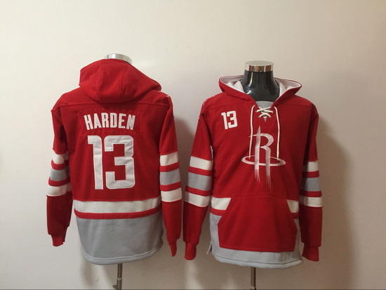 Men Houston Rockets 13 James Harden Red All Stitched Hoody