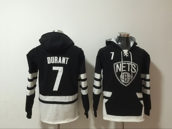 Men's Brooklyn Nets #7 Kevin Durant Black Pullover HoodieS