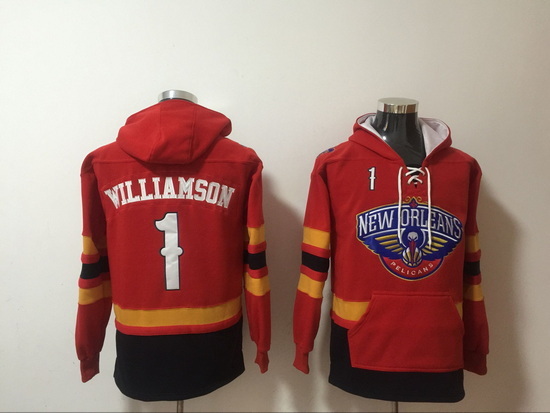 Men's New Orleans Pelicans #1 Zion Williamson Red Pullover Hoodie