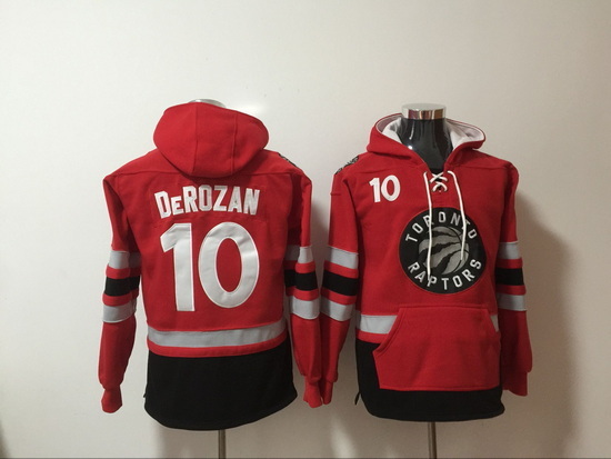 Men's Toronto Raptors #10 DeMar DeRozan Red Lace-Up Pullover Hoodie