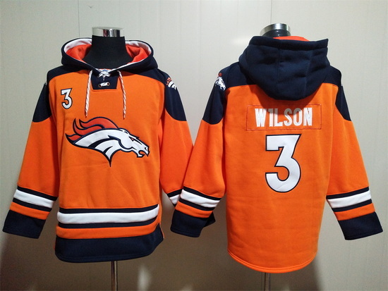 Men Denver Broncos 3 Russell Wilson Stitched Hoodie