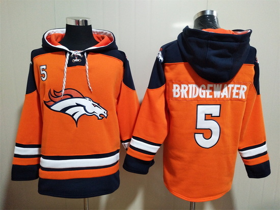 Men Denver Broncos 5 Teddy Bridgewater Stitched Hoodie