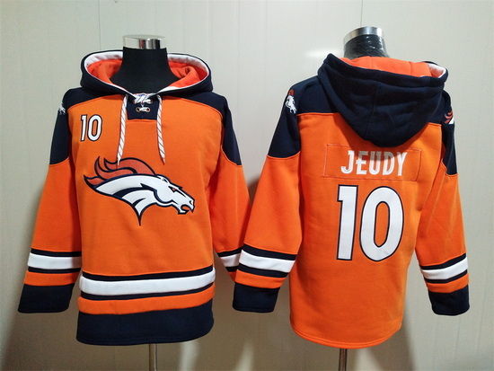 Men Denver Broncos 10 Jerry Jeudy Stitched Hoodie