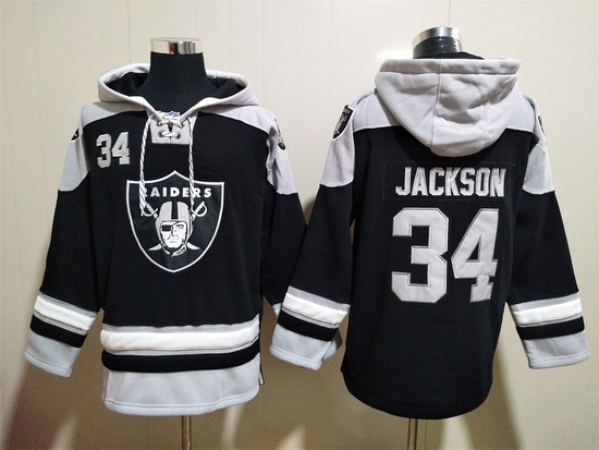 Men Las Vegas Raiders 34 Bo Jackson Stitched Hoodie