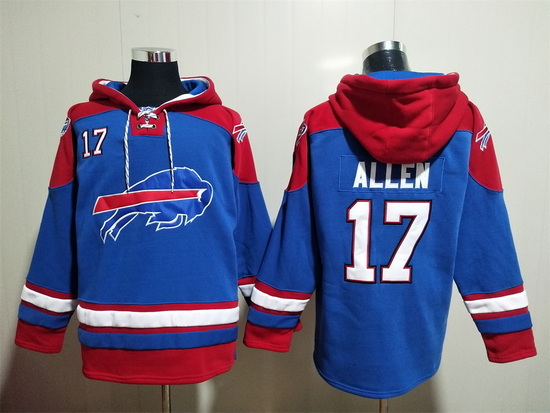 NFL Men Buffalo Bills 17 Josh Allen Stitched Hoodie