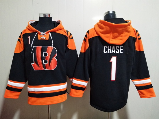 NFL Men Cincinnati Bengals 1 Ja 27Marr Chase Stitched Hoodie