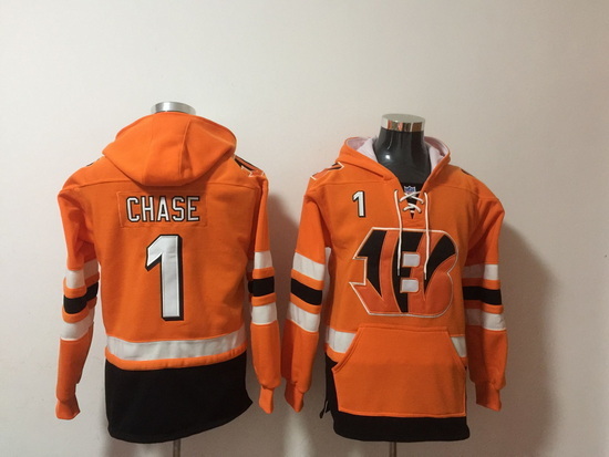 NFL Men Cincinnati Bengals 1 Ja'Marr Chase Stitched Hoodie