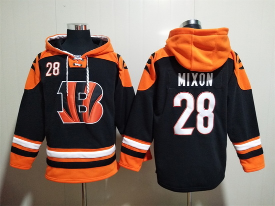 NFL Men Cincinnati Bengals 28 Joe Mixon Stitched Hoodie II