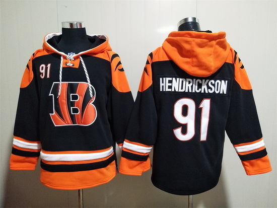 NFL Men Cincinnati Bengals 91 Trey Hendrickson Stitched Hoodie