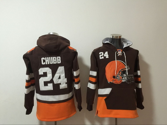 NFL Men Cleveland Browns 24 Nick Chubb Stitched Hoodie