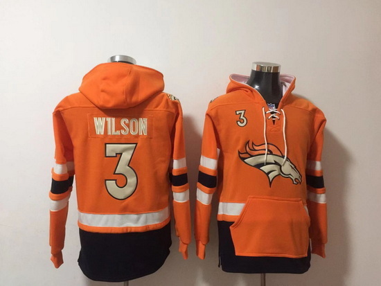 NFL Men Denver Broncos 3 Russell Wilson Stitched Hoodie