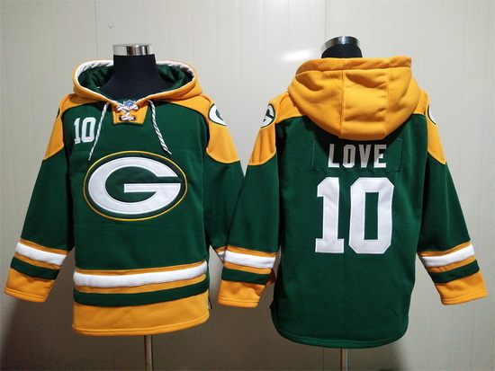 NFL Men Green Bay Packers 10 Jordan Love Stitched Hoodie