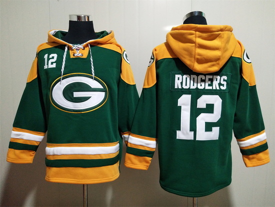 NFL Men Green Bay Packers 12 Aaron Rodgers Stitched Hoodie