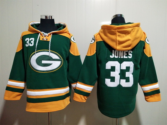 NFL Men Green Bay Packers 33 Aaron Jones Stitched Hoodie