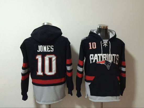 NFL Men New England Patriots 10 Mac Jones Stitched Hoodie