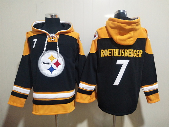 NFL Men Pittsburgh Steelers 7 Ben Roethlisberger Stitched Hoodie