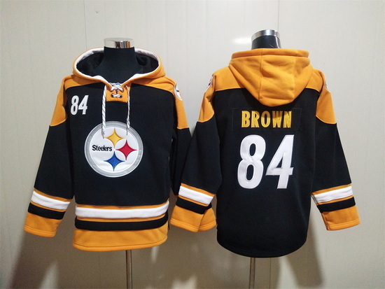 NFL Men Pittsburgh Steelers 84 Antonio Brown Stitched Hoodie