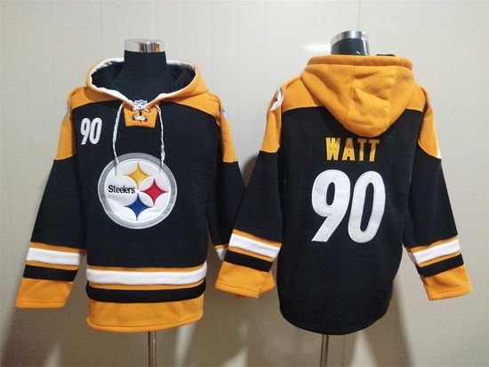 NFL Men Pittsburgh Steelers 90 T J Watt Stitched Hoodie II