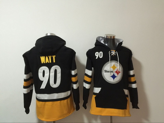 NFL Men Pittsburgh Steelers 90 T J Watt Stitched Hoodie