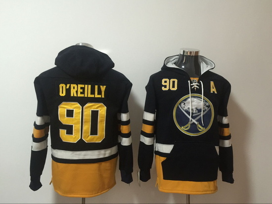 Men Buffalo Sabres 90 Ryan O'Reilly Black Stitched Hoodie