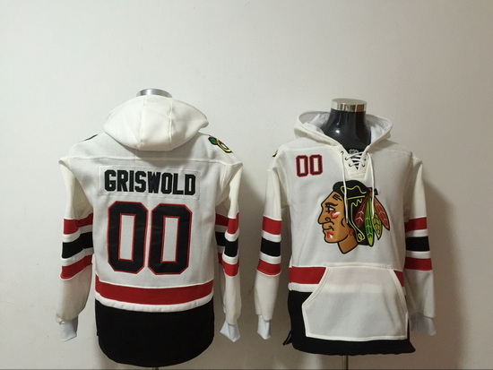 Men Chicago Blackhawks 00 Clark Griswold Red Pullover Hoodie Stitched NHL Jersey