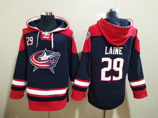 Men Columbus Blue Jackets #29 Patrik Laine Stitched Hoody