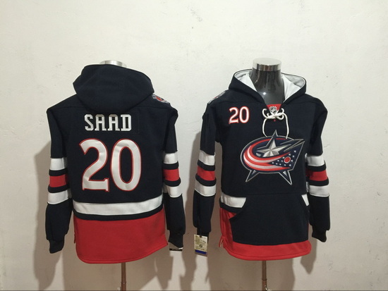 Men Columbus Blue Jackets 20 Brandon Saad Blue Stitched Hoody