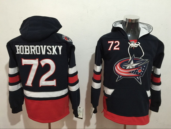 Men Columbus Blue Jackets 72 Sergei Bobrovsky Blue Stitched Hoody