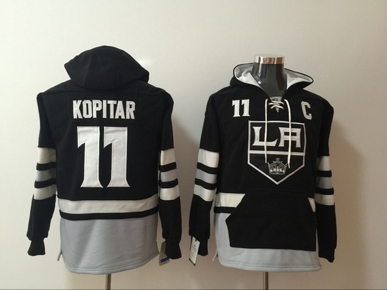 Men Los Angeles Kings 11 Anze Kopitar Blue Stitched Hoodie