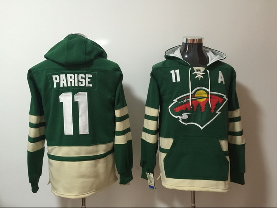 Men Minnesota Wild 11 Zach Parise Green Stitched NHL Hoodie