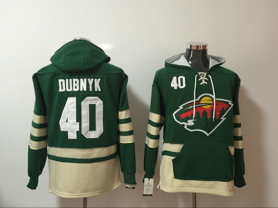 Men Minnesota Wild 40 Devan Dubnyk Green Stitched NHL Hoodie