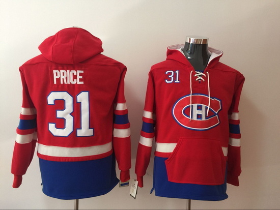 Men Montreal Canadiens Carey Price 31 Red Stitched NHL Hoodie