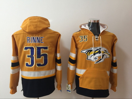 Men Nashville Predators 35 Pekka Rinne Stitched Hoodie