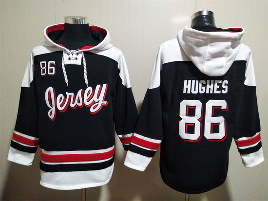 Men New Jersey Devils #86 Jack Hughes Black Stitched Hoody