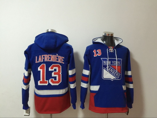 Men New York Rangers Alexis Lafrenière 13 Blue Stitched NHL Hoodie II