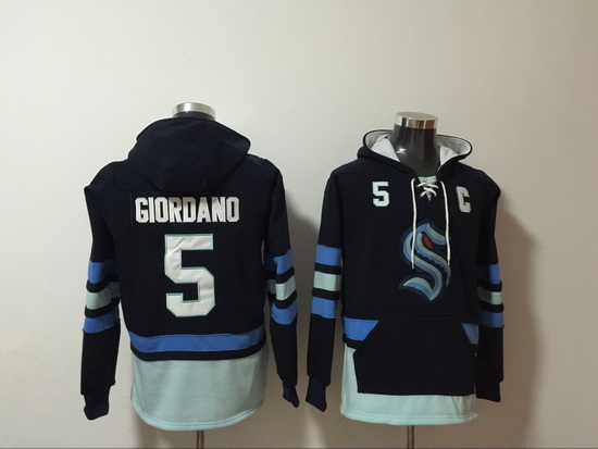 Men Seattle Kraken 5 Mark Giordano Stitched Hoodie