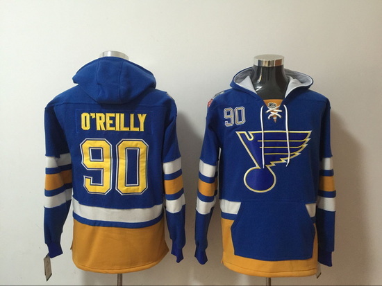 Men St.Louis Blues 90 Ryan O'Reilly Stitched Hoodie