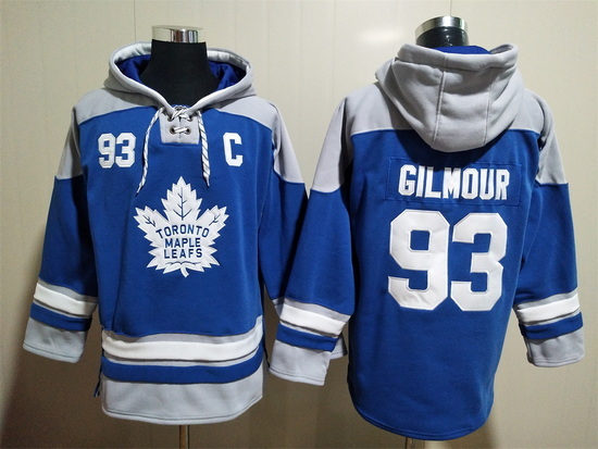 Men Toronto Maple Leafs #93 Doug Gilmour Blue Stitched Hoody