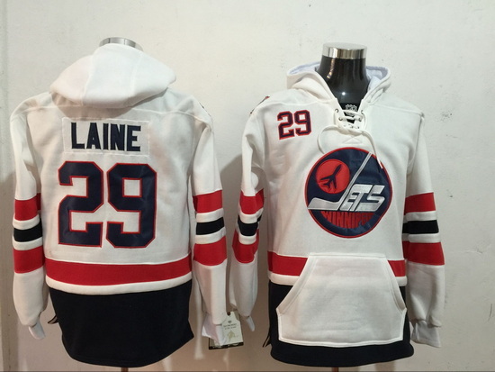 Men Winnipeg Jets 29 Patrik Laine White Stitched Hoodie