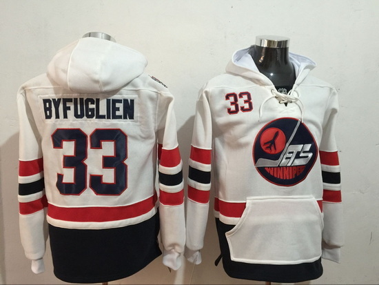 Men Winnipeg Jets 33 Dustin Byfuglien White Stitched Hoodie