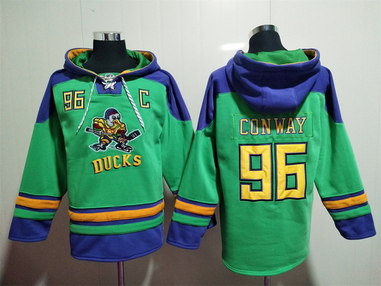 Men's Anaheim Ducks #96 Charlie Conway Green Must-Have Lace-Up Pullover Hoodie