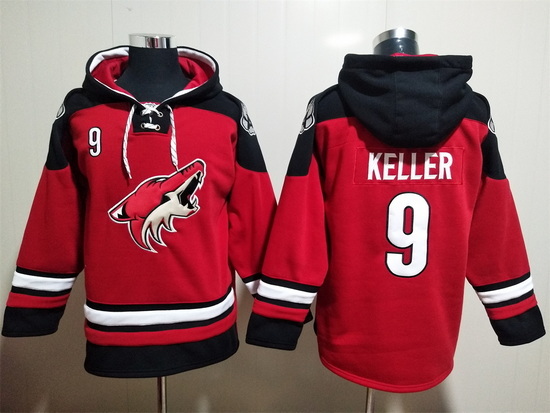 Men's Arizona Coyotes #9 Clayton Keller Red Ageless Must-Have Lace-Up Pullover Hoodie